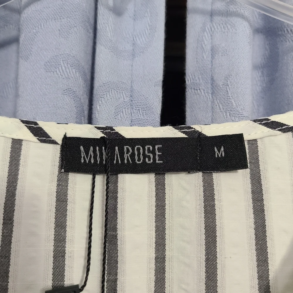 NWT Size Medium Mikarose Striped Black and Cream Maxi Dress - Picture 5 of 8